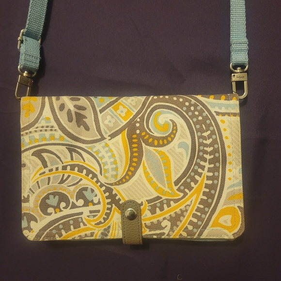 Thirty-One Paisley Crossbody Bag in Yellow and Blue - Picture 1 of 7